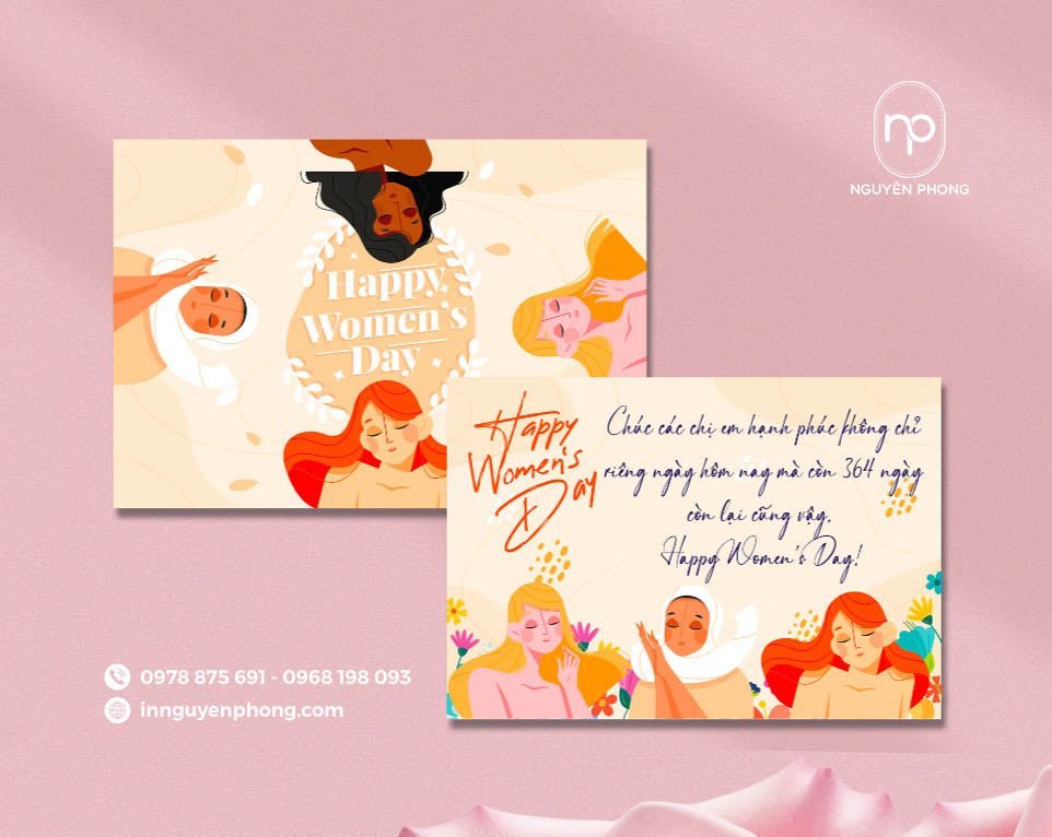 Tấm thiệp chứa đựng những lời chúc ngọt ngào tới người phụ nữ